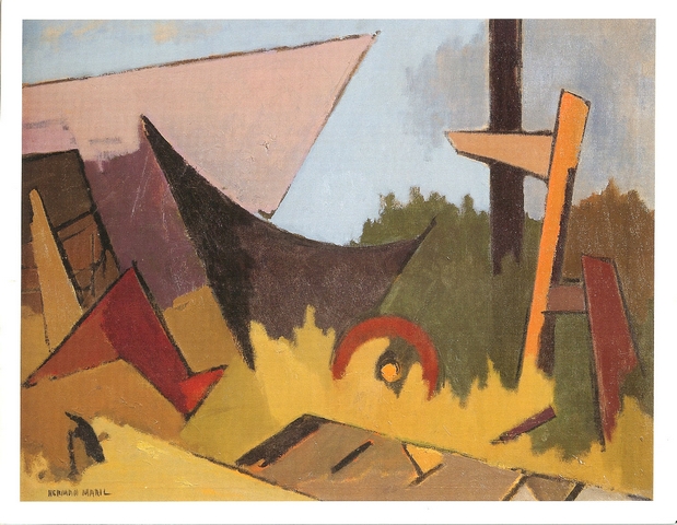 front of postcard: image of 'The Hurricane' painting by Harman Maril