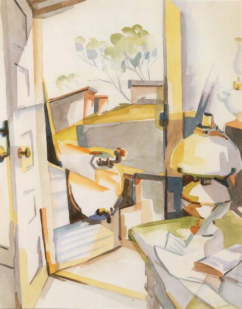 front of announcement: image of painting 'View Through the Door'
