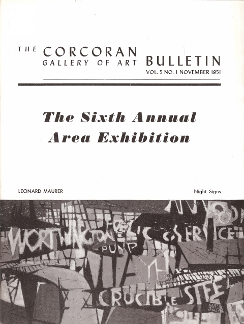 The Corcoran Gallery of Art Bulletin, Vol. 5, No. 1, November 1951.  The Sixth Annual Area Exhibition
