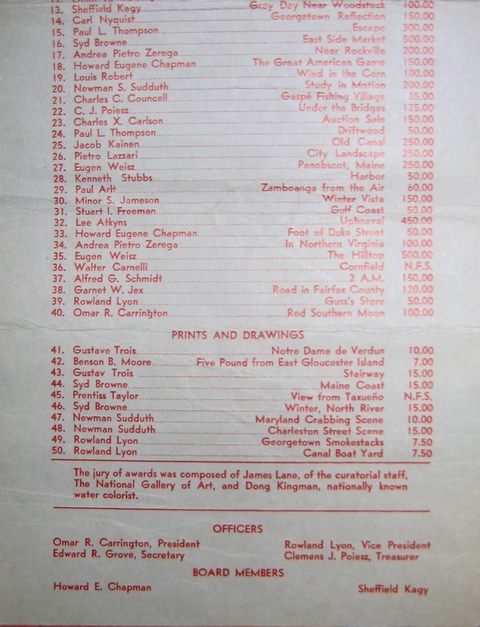 List of paintings exhibited including #28, Kenneth Stubbs, Harbor